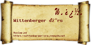 Wittenberger Örs névjegykártya